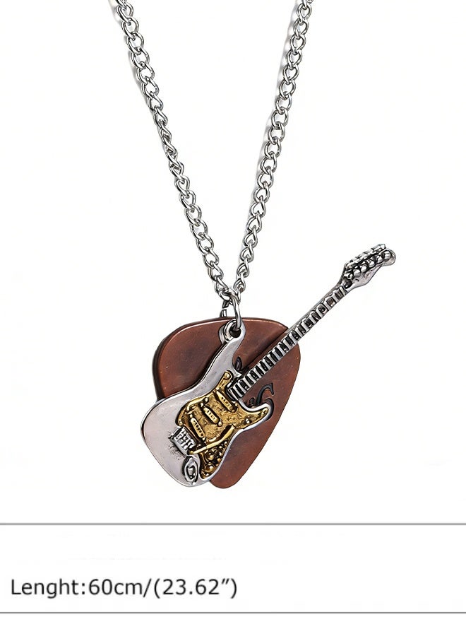 Happy D Guitar Pick Necklace for Men and Women, Personalized Cool Rock Guitar Pendant Necklace, Music Lover, Hip-Hop, Biker, Party Fashion Jewelry with Box - Image 4